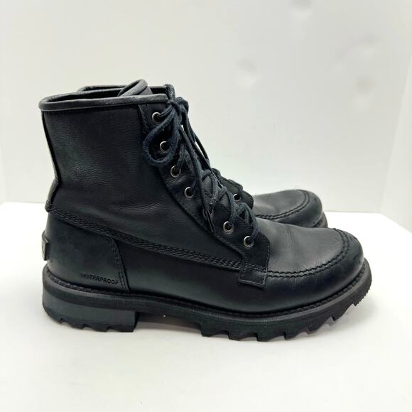 Sorel Men\'s Mad Brick Six Black Leather Waterproof Lace Up Combat Boots main image 9